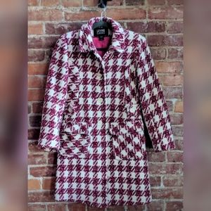 Pink Houndstooth Pea Coat